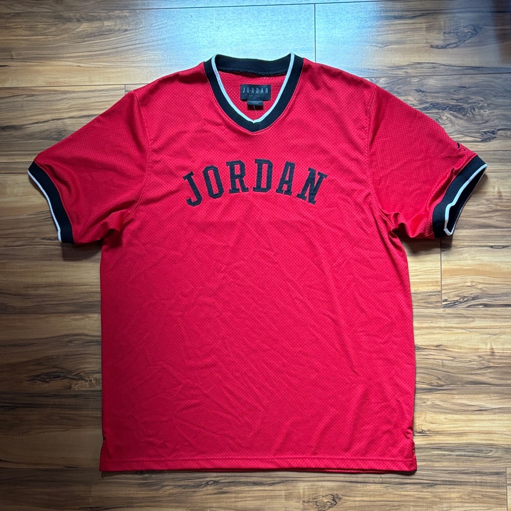 Air Jordan Red and Black Men's Jersey